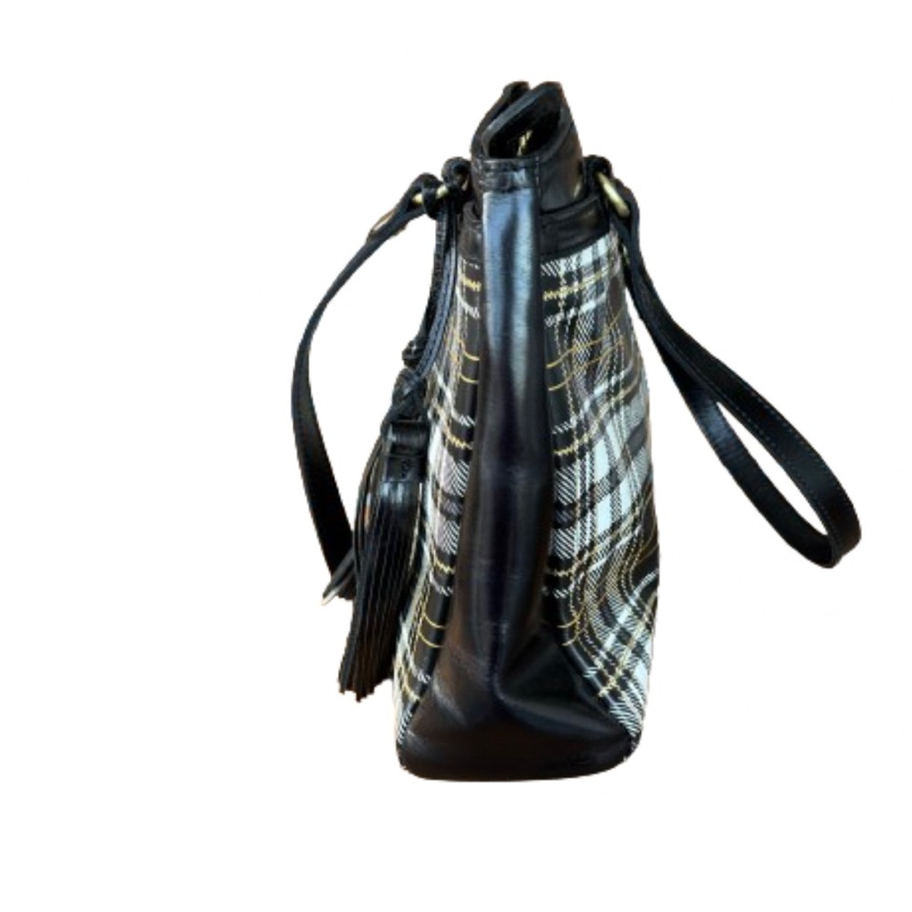 Patricia Nash Poppy Tote/Purse Tassels Black & White Plaid W/ Dust Bag SOLD OUT - Picture 3 of 8